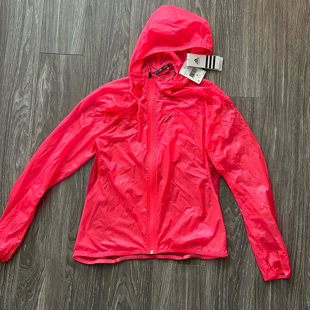 Adidas neon pink running jacket brand new size S
